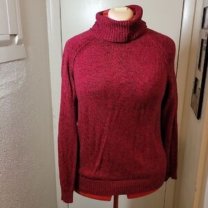 Karen Scott Women's Burgundy Red/ Black Turtleneck Sweater